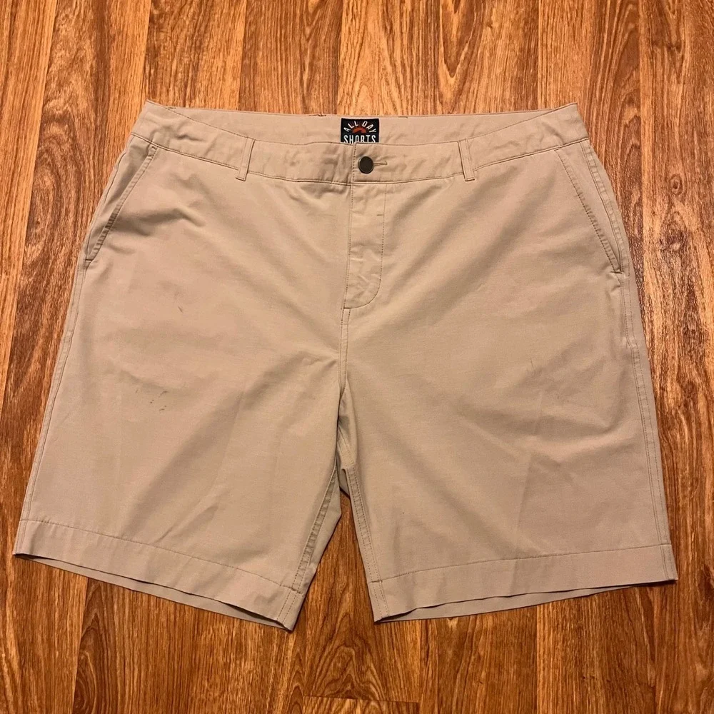 Faherty All Day Shorts Mens 38 Khaki Tan Hybrid Quick Dry Board Shorts